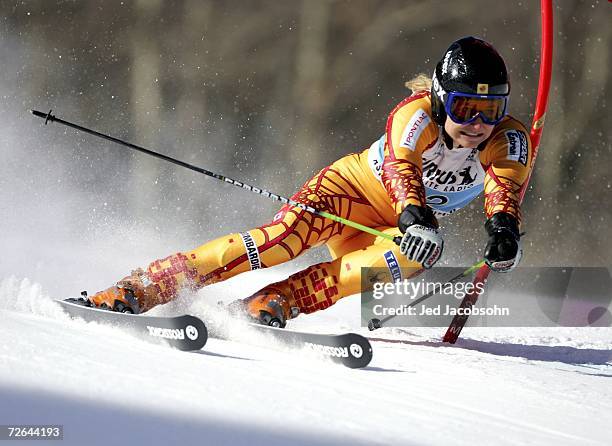 Brigitte Acton of Canada competes in her first run during the FIS Womens Alpine World Cup Giant Slalom on November 25, 2006 in Aspen, Colorado.