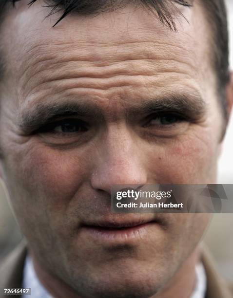 Trainer Evan Williams looks on at Newbury Racecourse on November 26, 2006 in Newbury, England.