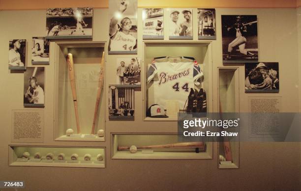 General view of the tribute to Hank Aaron at the Baseball Hall of Fame in Cooperstown, New York.Mandatory Credit: Ezra O. Shaw /Allsport