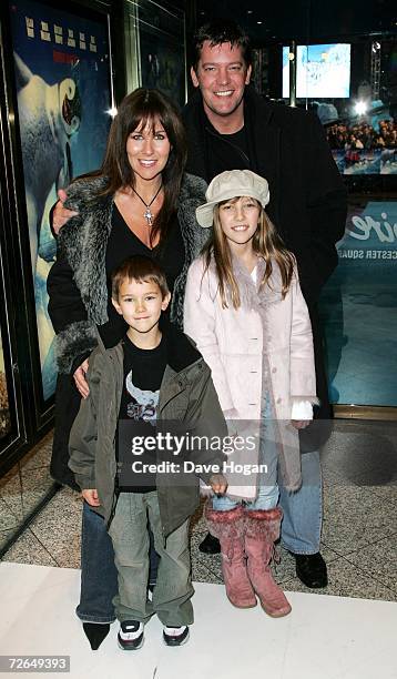 Linda Lusardi, her husband, actor Sam Kane, and their children Jack and Lucy arrivs at the UK Premiere of "Happy Feet" at Empire Cinema, Leicester...