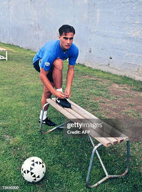 Picture taken during the 1990-91 season of Italian defender Fabio Cannavaro as he was at the Naples football academy.The 2006 'Ballon d'Or' is due to...