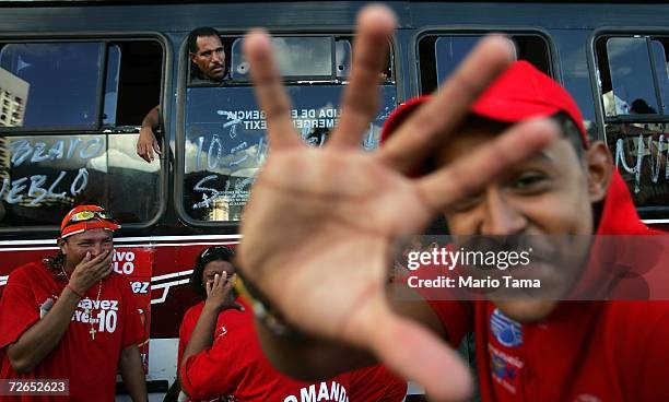 Supporters of Venezuelan President Hugo Chavez attend an election rally November 26, 2006 in Caracas, Venezuela. Chavez faces off against challenger...