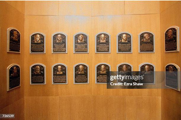 General view of the plaques dedicated to the Legends of Baseball at the Baseball Hall of Fame in Cooperstown, New York.Mandatory Credit: Ezra O. Shaw...