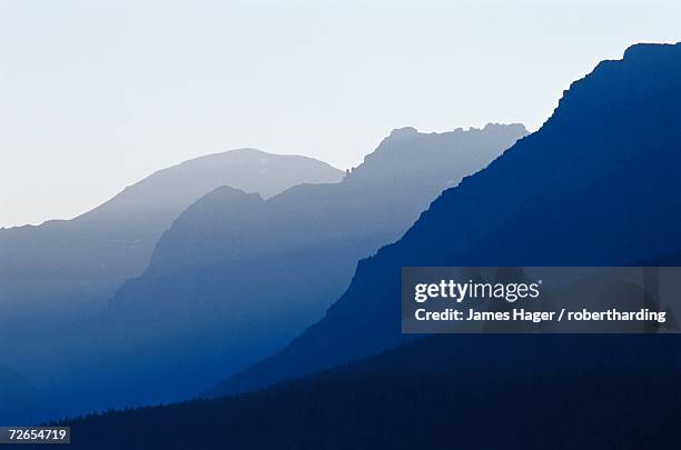 ridges at bowman lake at dawn, glacier national park, montana, united states of america, north america - bowman lake stock pictures, royalty-free photos & images