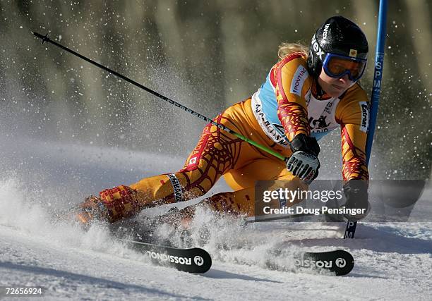 Brigitte Acton of Canada makes her first run of the Giant Slalom at the FIS Womens Alpine World Cup on November 25, 2006 in Aspen, Colorado.