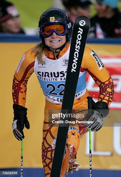 Brigitte Acton of Canada is seen after her second run of the Giant Slalom at the FIS Womens Alpine World Cup on November 25, 2006 in Aspen, Colorado.