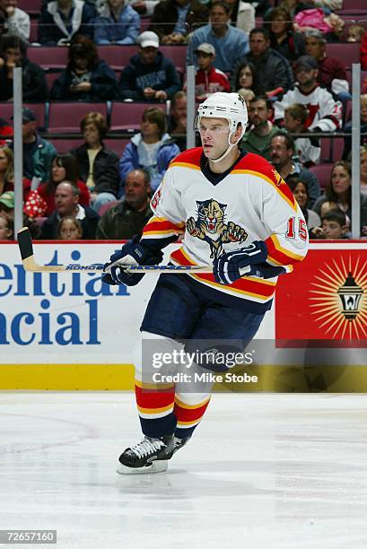 Jozef Stumpel of the Florida Panthers skates against the New Jersey Devils at Continental Airlines Arena on November 11, 2006 in East Rutherford, New...