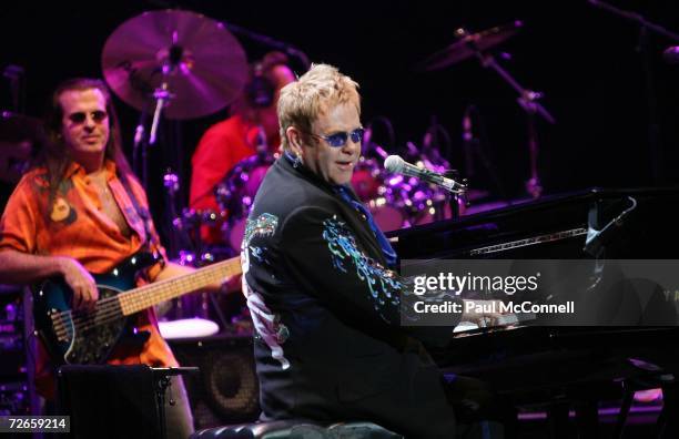 Musician Elton John plays the first of 3 Sydney concerts on his The Captain And The Kid Tour at the Sydney Entertainment Centre on November 28, 2006...