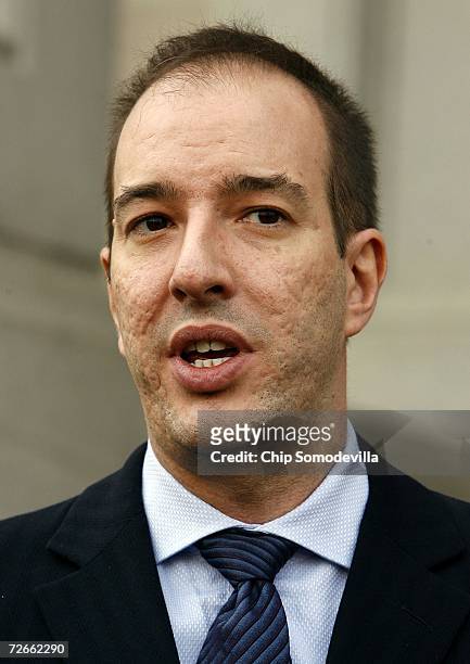 American Civil Liberties Union Executive Director Anthony Romero talks to the news media after leaving the The U.S. Court of Appeals for the Fourth...