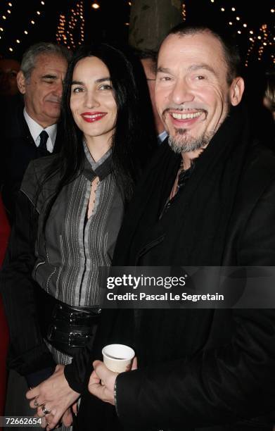 Singer Florent Pagny arrives with his wife Azucena to the official Christmas lighting ceremony at The Champs Elysees November 28, 2006 in Paris,...