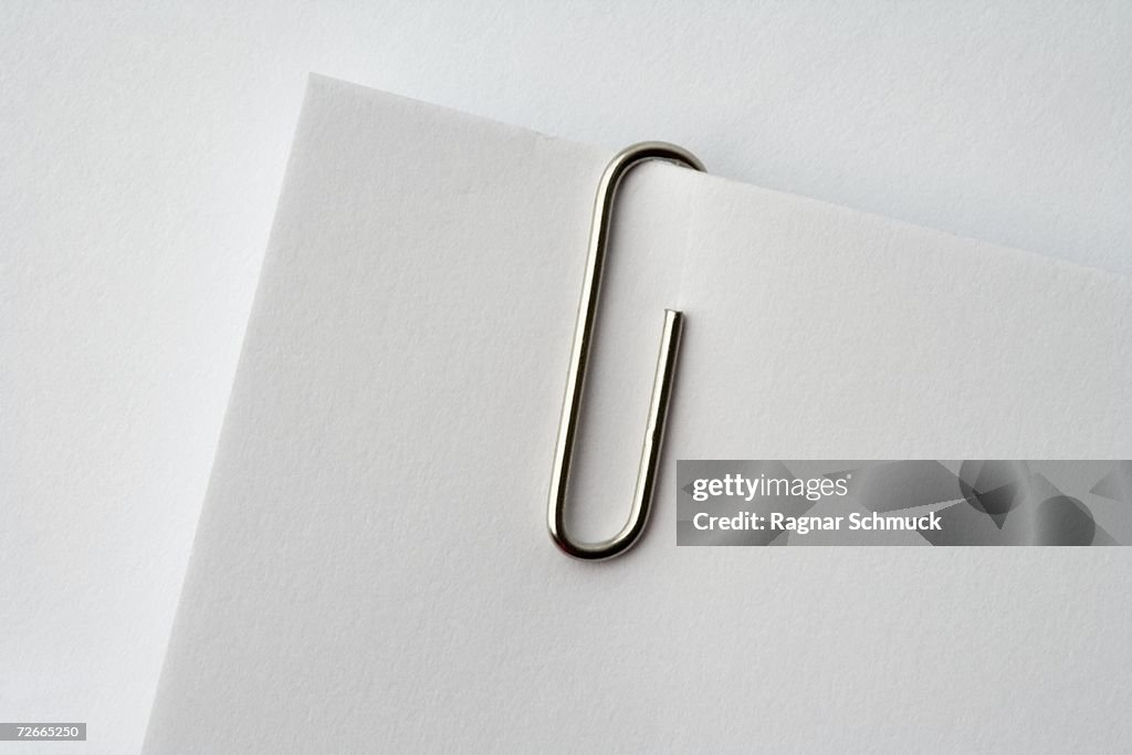 Paper clip on corner of paper