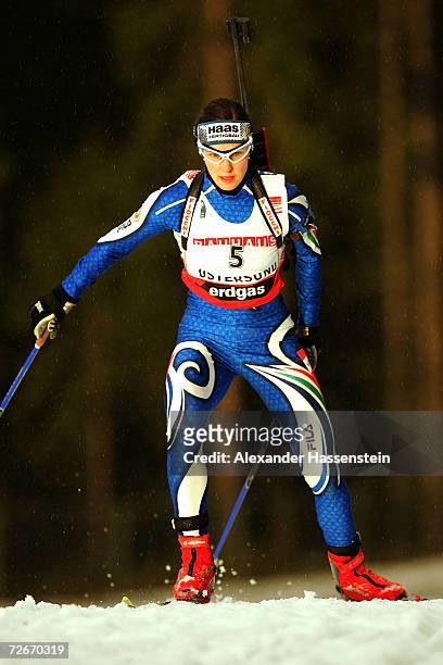 Michaela Ponza of Italy in action during the first Women 15 km Individual Biathlon event of the season, on November 29, 2006 in Ostersund, Sweden.