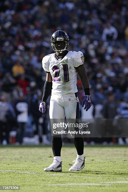 Chris McAlister of the Baltimore Ravens looks on against the Tennessee Titans on November 12, 2006 at LP Field in Nashville, Tennessee. The Ravens...