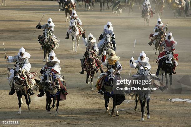 Scenes from a Durbar that Prince Charles, The Prince Of Wales is attending, with, Emir Al Haji Ado Bayero, at the Emirs palace on November 29, 2006...