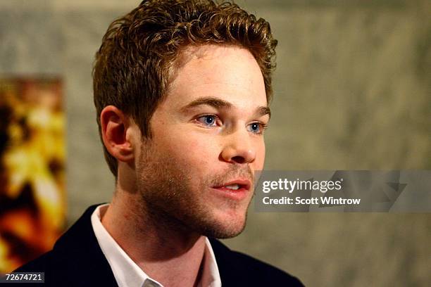 Actor Shawn Ashmore is interviewed while arriving for the screening of "3 Needles" during the opening of The New York Aids Film Festival held at the...