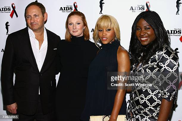 Global President John Demsey, actress Maggie Rizer, musical artist Eve and Director of The New York AIDS Film Festival Susan Engo arrive for a...