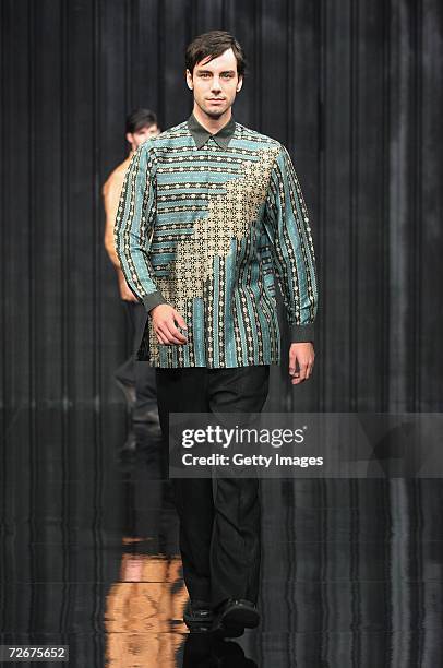 Model wears Iva Latifah at the Islamic Fashion Festival on the third day of Malaysian-International Fashion Week at the Kuala Lumpur Convention...