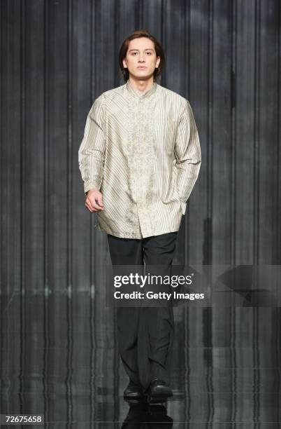 Model wears Iva Latifah at the Islamic Fashion Festival on the third day of Malaysian-International Fashion Week at the Kuala Lumpur Convention...