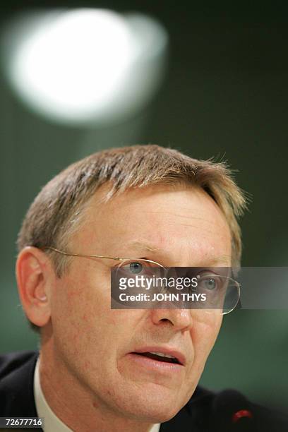 Slovenian, Janez Potocnik , European Commissionner in charge of Science and Research, attends a session on the Agreement of the 7th Research Work...
