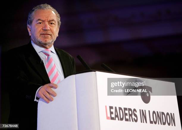 United Kingdom: Sir Alan Sugar, Chief Executive Officer and Chairman of Amstrad, and host of the television programme "The Apprentice UK," addresses...