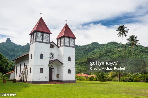 Haapiti Catholic Church Moorea Society Islands French Polynesia Pacific, Foto de stock