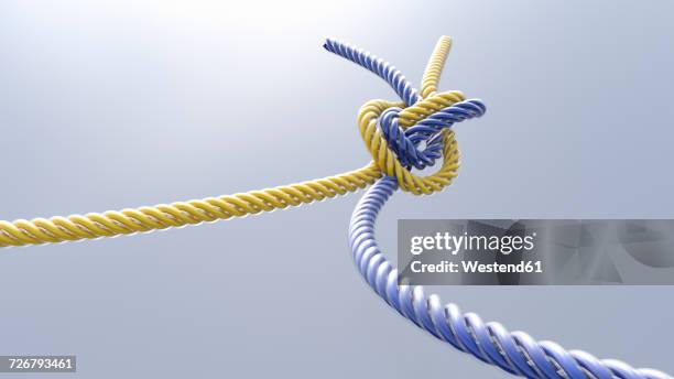 two knotted cords, 3d rendering - wire bonding stock illustrations