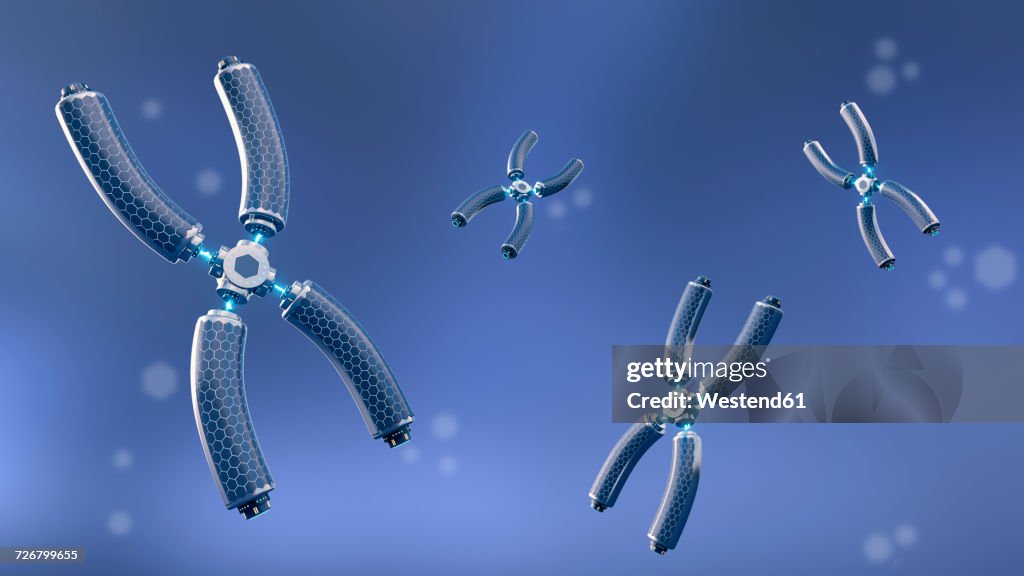 Technical chromosomes, 3d rendering