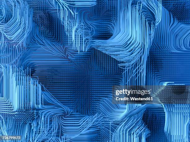 blue geometric lines, 3d rendering - innovation stock-grafiken, -clipart, -cartoons und -symbole