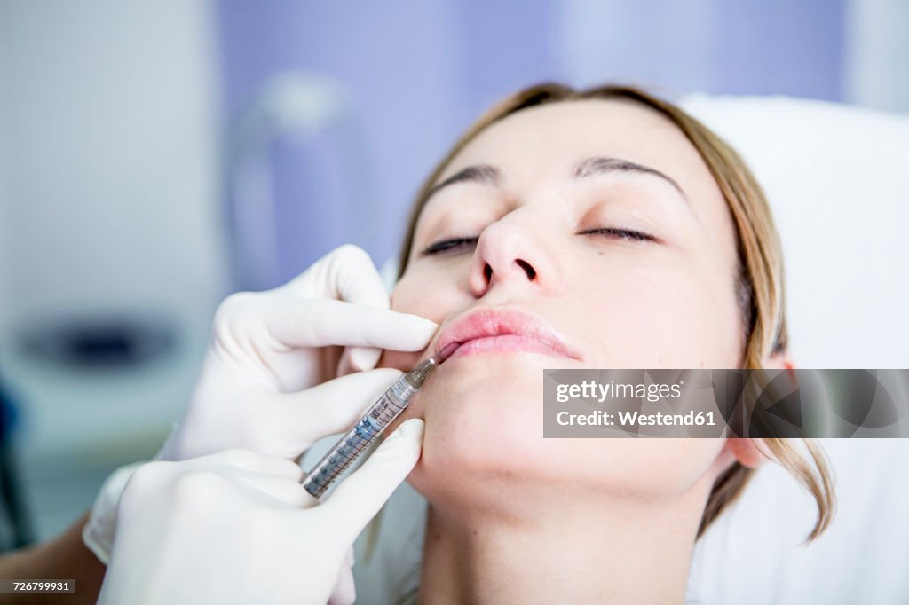 Aesthetic surgery, woman receiving Derma Filler