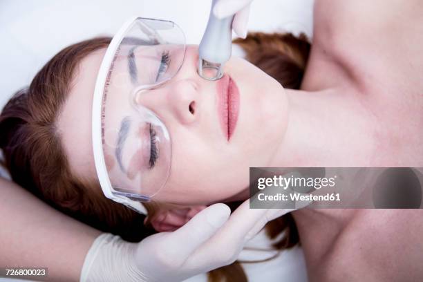 aesthetic surgery, co2 laser resurfacing - face look right stock-fotos und bilder