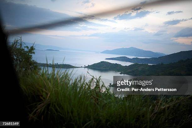 View of Lake Kivu at dusk on October 3, 2006 in Goma, DRC. The lake borders Democratic republic of Congo and Rwanda and gained notoriety as a place...