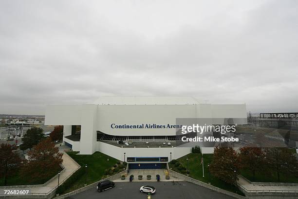 An exterior shot of the Continental Airlines Arena prior to the start of the NHL game between the New Jersey Devils and the Carolina Hurricanes on...