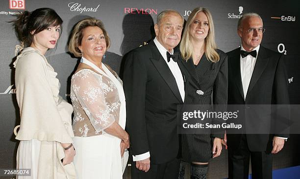 Actors Walter Giller and Nadja Tiller , their daughters Natascha and Alexia, and Franz Beckenbauer attend the 58th annual Bambi Awards at the...