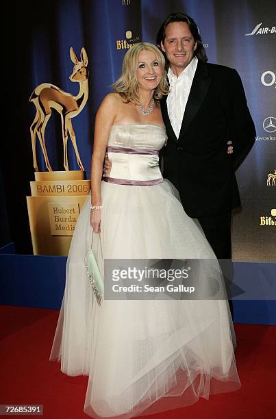 Television hostess Frauke Ludowig and her husband Kai Roeffen attend the 58th annual Bambi Awards at the Merceds-Benz Museum on November 30, 2006 in...