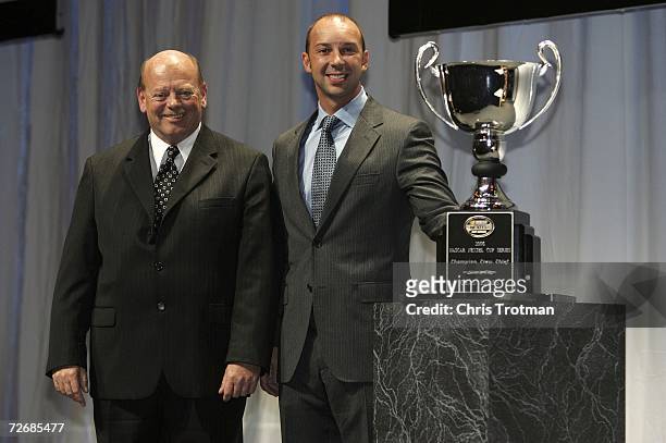 The 2006 NASCAR Nextel Cup Series Champion crew chief Chad Knaus, receives the Championship Crew Chief Award from NASCAR Nextel Cup Series Director...