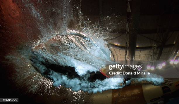 Cullen Jones of N.C. State Aquatics enters the pool en route to winning the Men's 50M Freestyle Final in a new U.S. Open Record of 22.11 during the...