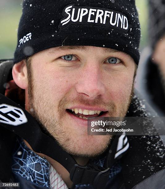 Bode Miller of the US celebrates after winning the FIS Alpine World Cup Mens Downhill on Birds of Prey at Beaver Creek on December 1, 2006 in Avon,...