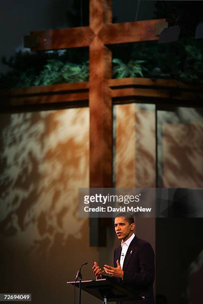 Sen. Barack Obama speaks at the second annual Global Summit on AIDS and The Church, at Saddleback Church December 1, 2006 in Lake Forest, California....