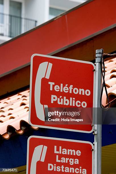 public telephone sign, spanish - telefono stock pictures, royalty-free photos & images