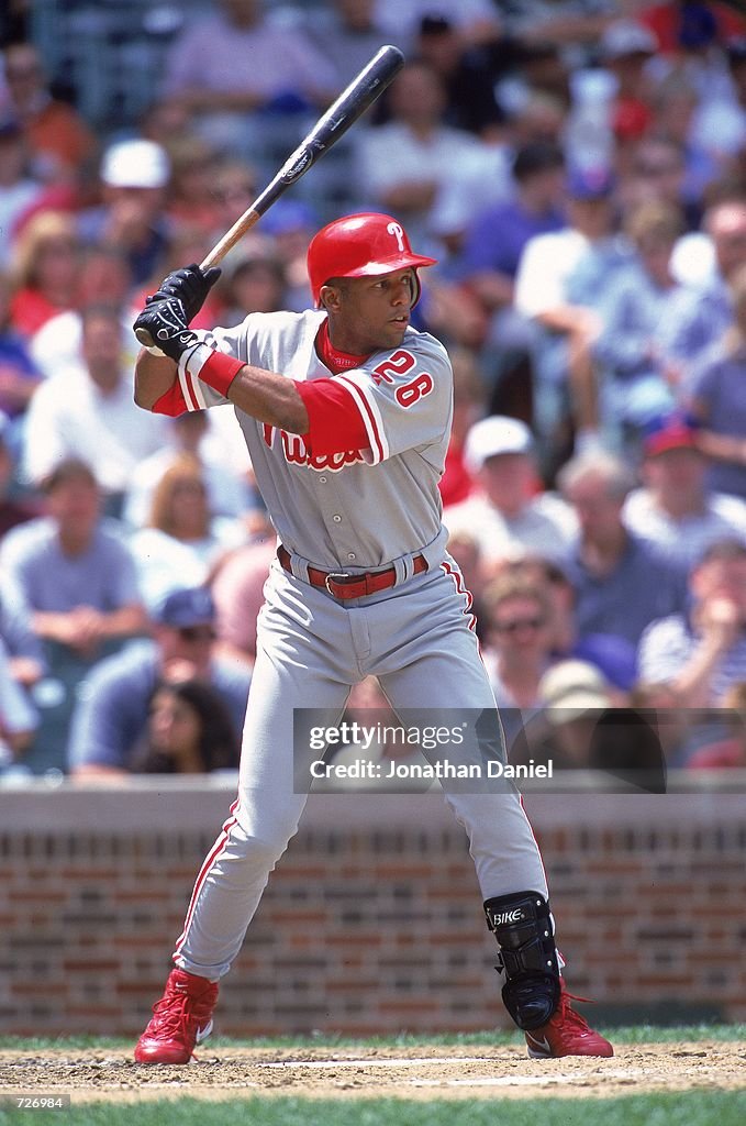 Alex Arias of the Philadelphia Phillies at bat during the game... News