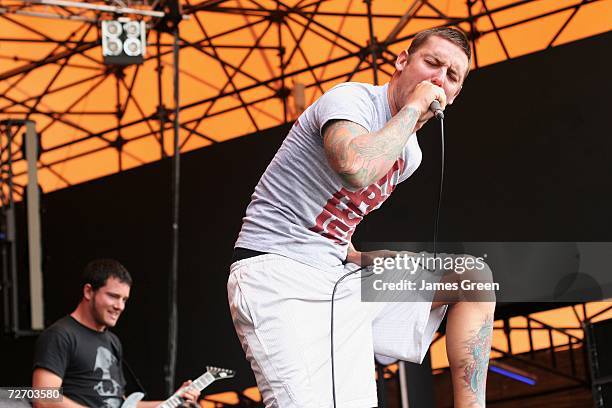 Winston McCall of Parkway Drive performs on stage at Homebake 2006, a one day music festival held at The Domain December 2, 2006 in Sydney, Australia.