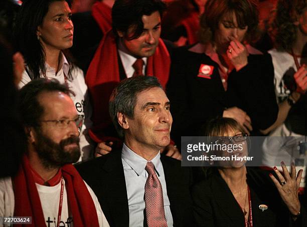 Liberal Party leadership candidate Michael Ignatieff , flanked by brother Andrew Ignatieff and wife Suzanne Zohar , reacts to the news that Stephane...