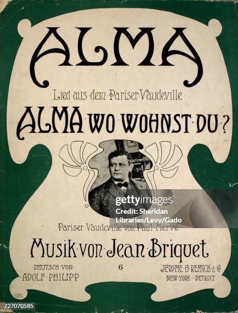 Sheet music cover image of the song 'Alma Lid aus dem Pariser Vaudevile', with original authorship notes reading 'Parise Vauderville von Paul Herve...