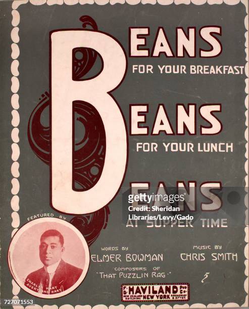 Sheet music cover image of the song 'Beans For Your Breakfast, Beans For Your Lunch, Beans at Supper Time', with original authorship notes reading...