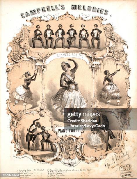 Sheet music cover image of the song 'Campbell's Melodies Bella Rosa, Song and Chorus', with original authorship notes reading 'Composed and Sung by...