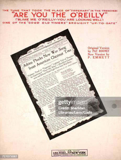 Sheet music cover image of the song 'Are You the O'Reilly', with original authorship notes reading 'Original Version by Pat Rooney New Version by P...