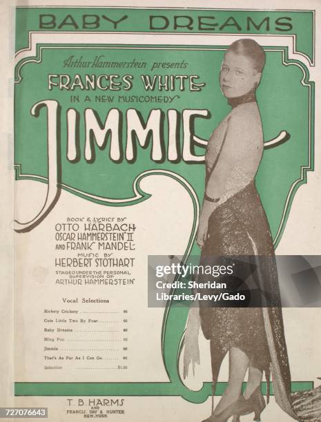 Sheet music cover image of the song 'Baby Dreams', with original authorship notes reading ' Book and Lyrics by Otto Harbach, Oscar Hammerstein II and...