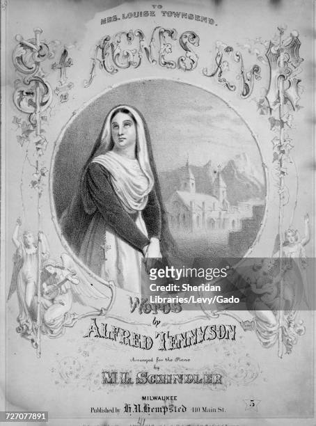 Sheet music cover image of the song 'st Agnes Eve', with original authorship notes reading 'Words by Alfred Tennyson Arranged for the Piano by ML...
