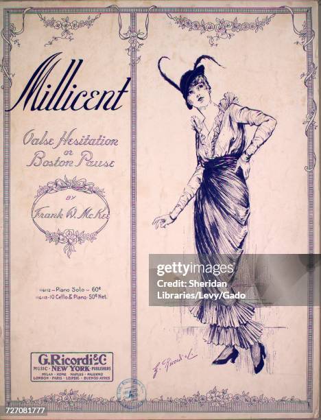 Sheet music cover image of the song 'millicent Valse Hesitation or Boston Pause', with original authorship notes reading 'by Frank W McKee', United...