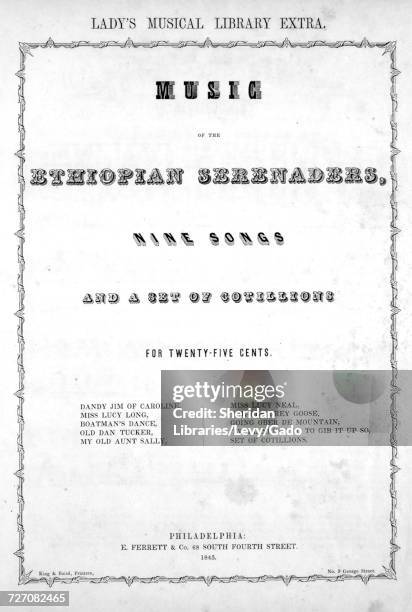 Sheet music cover image of the song 'dandy Jim of Caroline, A Celebrated Ethiopian Melody Series Title Music of the Ethiopian Serenaders Nine Songs...